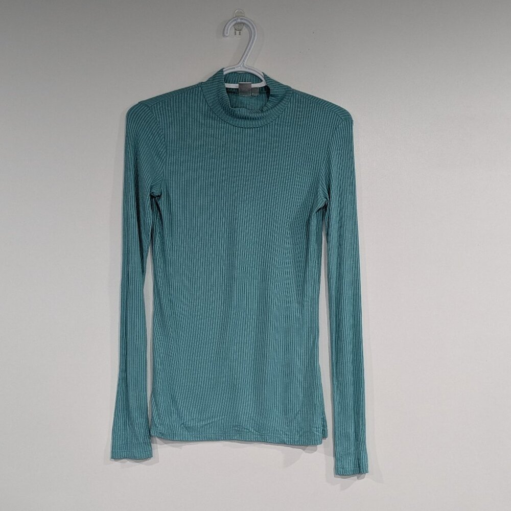 *3/$10* Twik Simons Ribbed Mock Neck Long Sleeve Top Seafoam Green Size Small